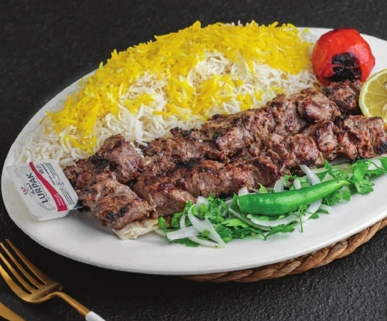 تكة لحم بالروب مع أرز أو بطاطس