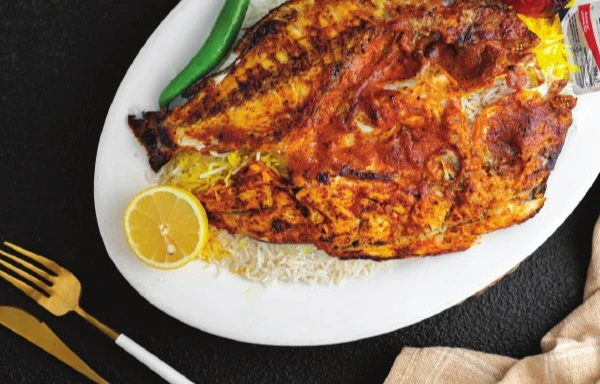 سمك سوبريم مشوي مع أرز أو بطاطس